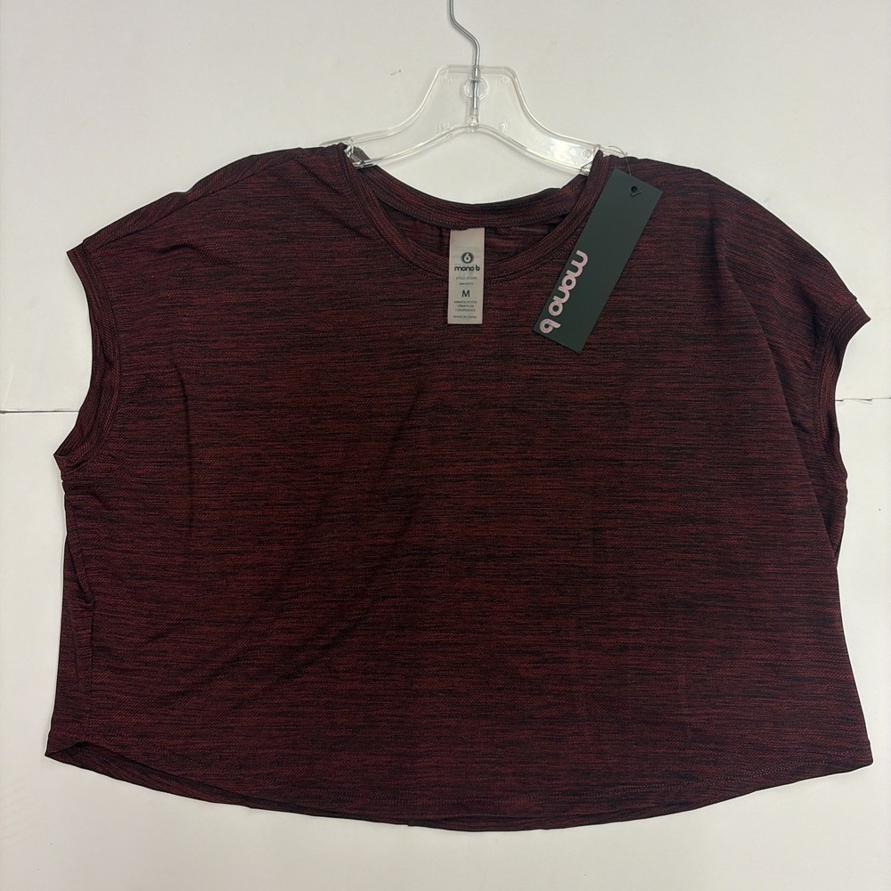 Womens Athletic Mono B Burgundy Sleeveless Oversized Top Shirt Medium AT3090